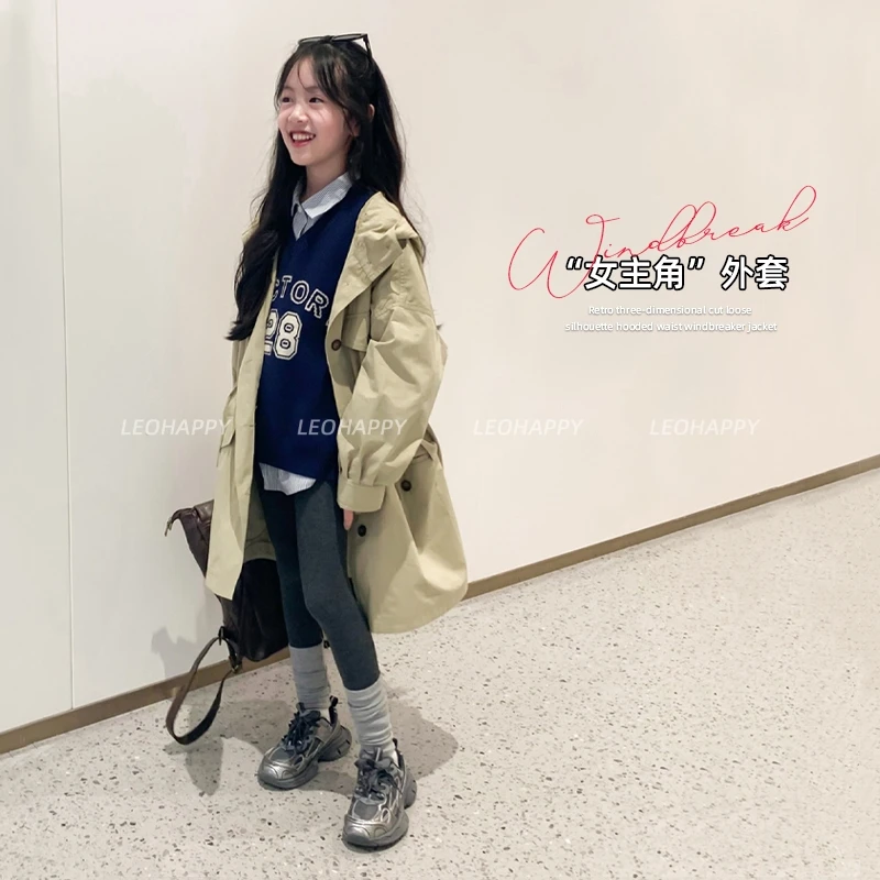 【女主角 】日系复古立体裁剪宽松廓形连帽收腰风衣外套