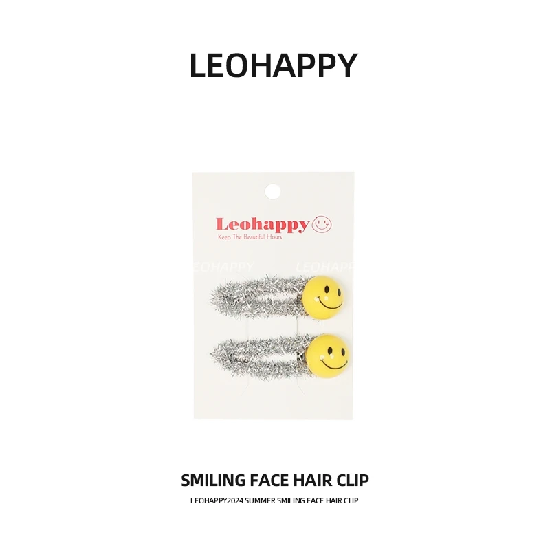 【笑脸夹】银色亮丝BB夹组合笑脸侧边刘海碎发夹