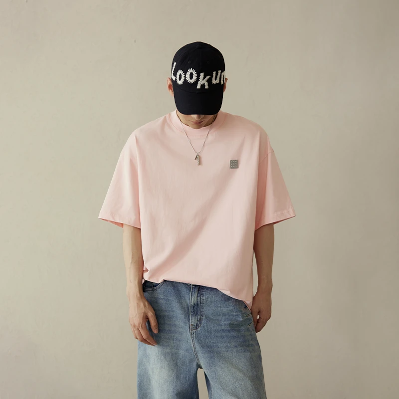 Lookun【积木系列】情侣夏季多色积木标短袖男潮牌宽松T恤白色半袖