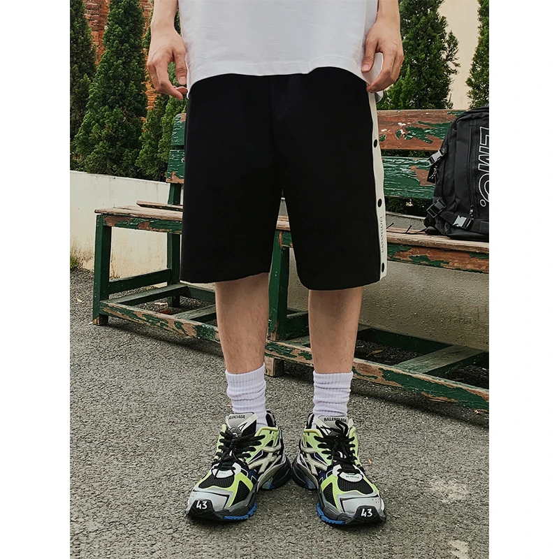 物空LOOKUN潮牌美式排扣裤卫裤篮球裤百搭运动短裤五分裤男女款