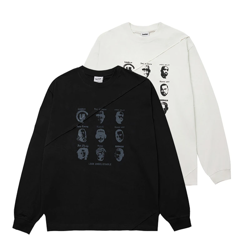 红人上新Lookun 简介 圆领长T长袖休闲情侣宽松套头秋冬百搭春季