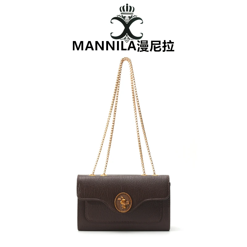 MANNILA/漫尼拉小香风复古链条包单肩简约小方包5569