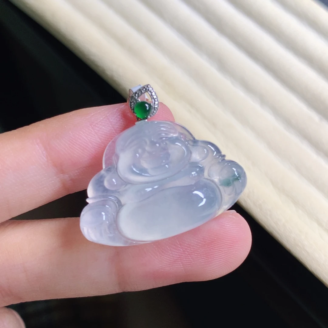 翡翠颈饰18K金镶嵌佛公