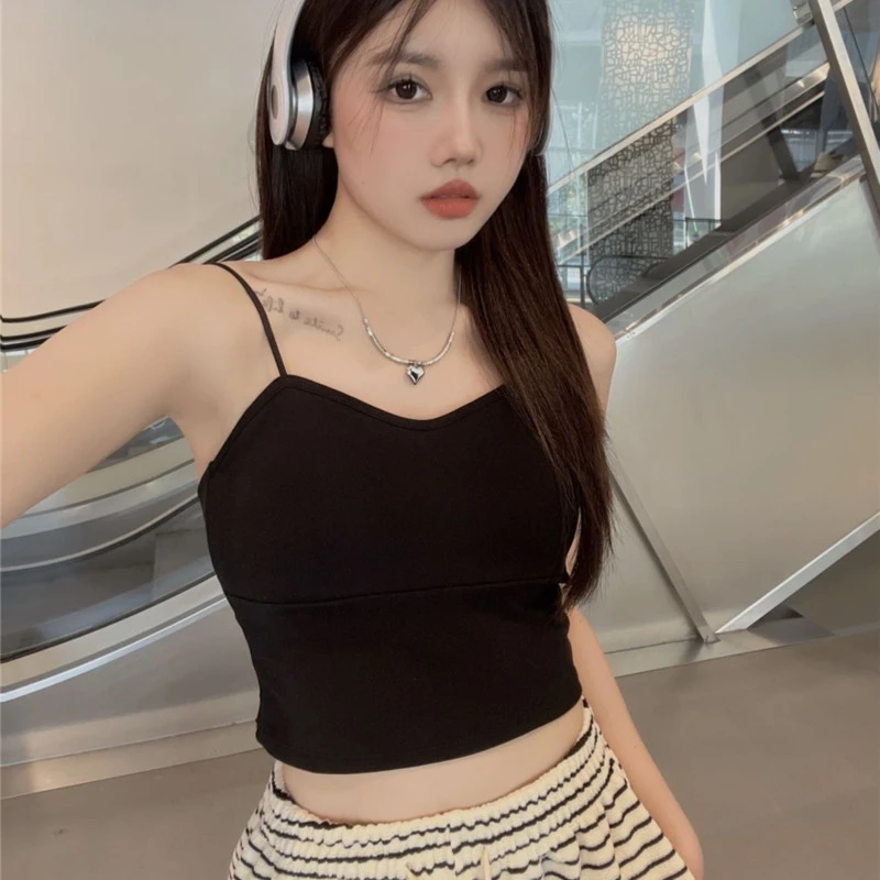 美背背心带胸垫一体式夏季小心机纯色打底内搭女外穿小吊带背心