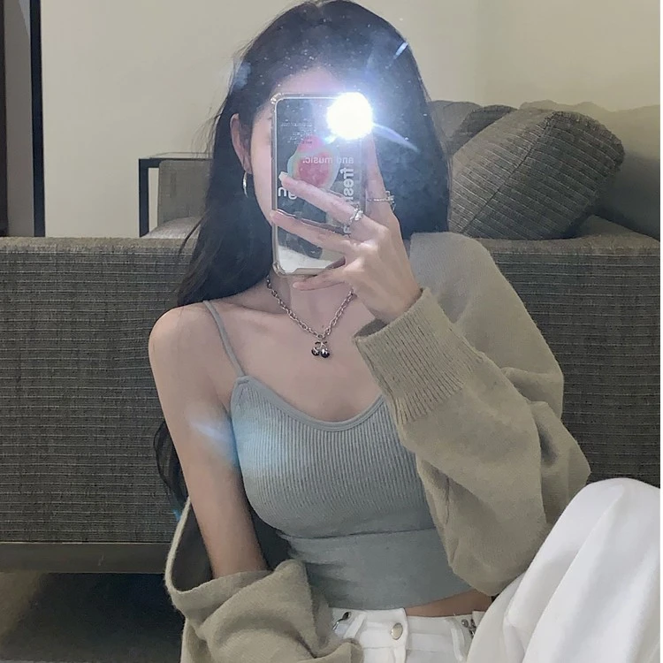 [王大拿专属]外穿小吊带美背背心带胸垫防走光抹胸内衣女纯色内搭