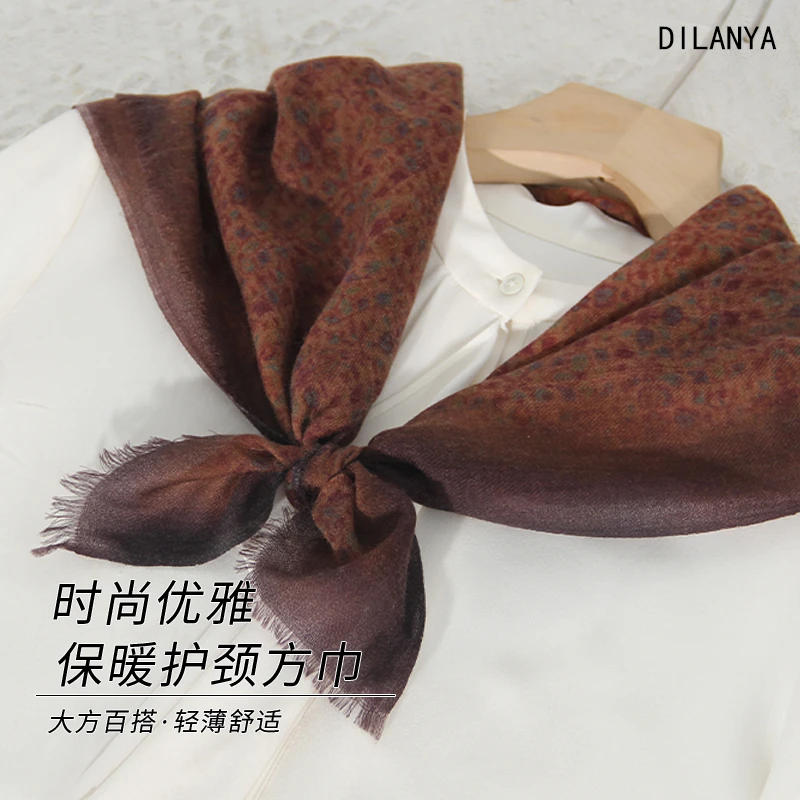 DILANYA/迪兰娅纯山羊绒方巾气质百搭保暖围巾亲肤时尚护颈巾外搭