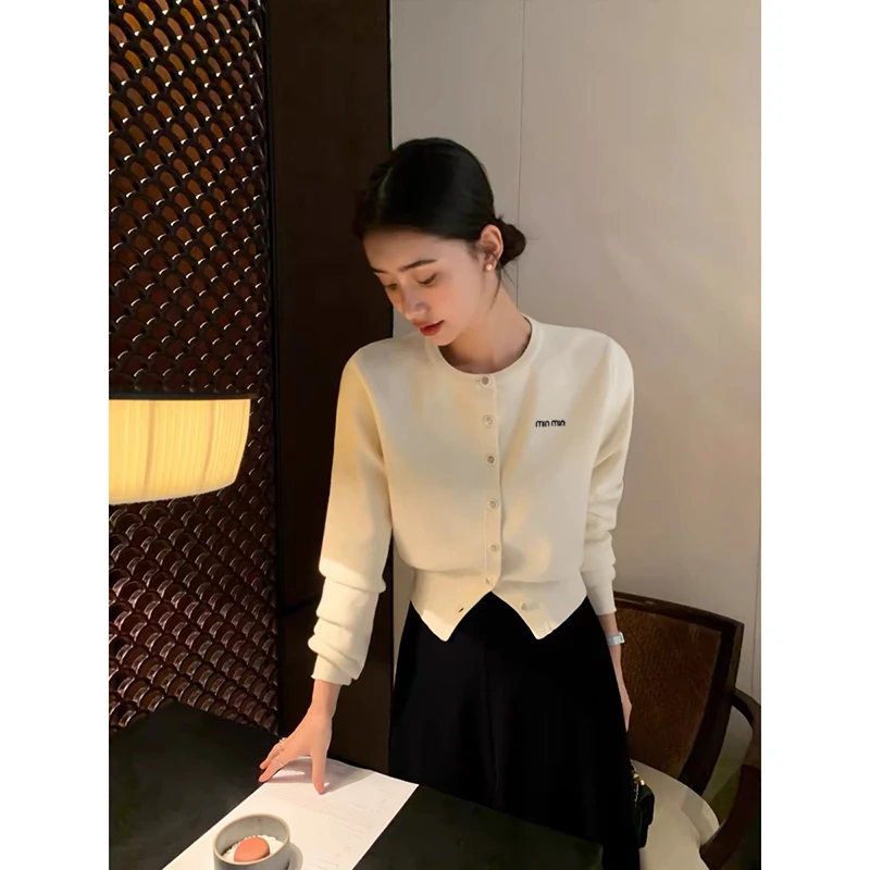 【米白色】开衫外套3391超柔软新款高品质圆领上衣