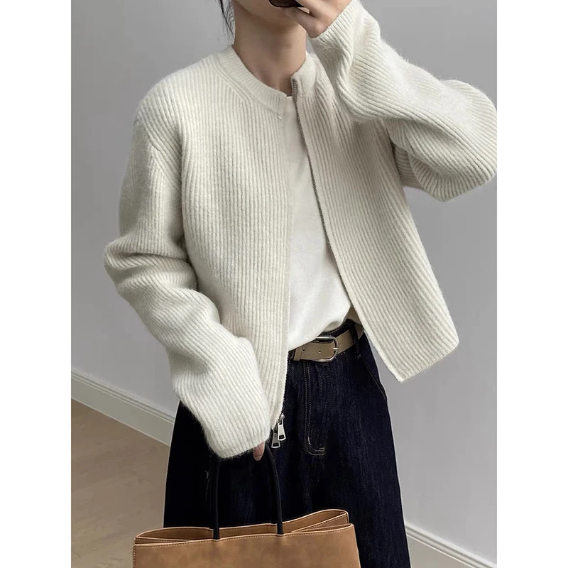 【深冬灰】加厚开衫3550超柔软高品质新圆领针织毛衣