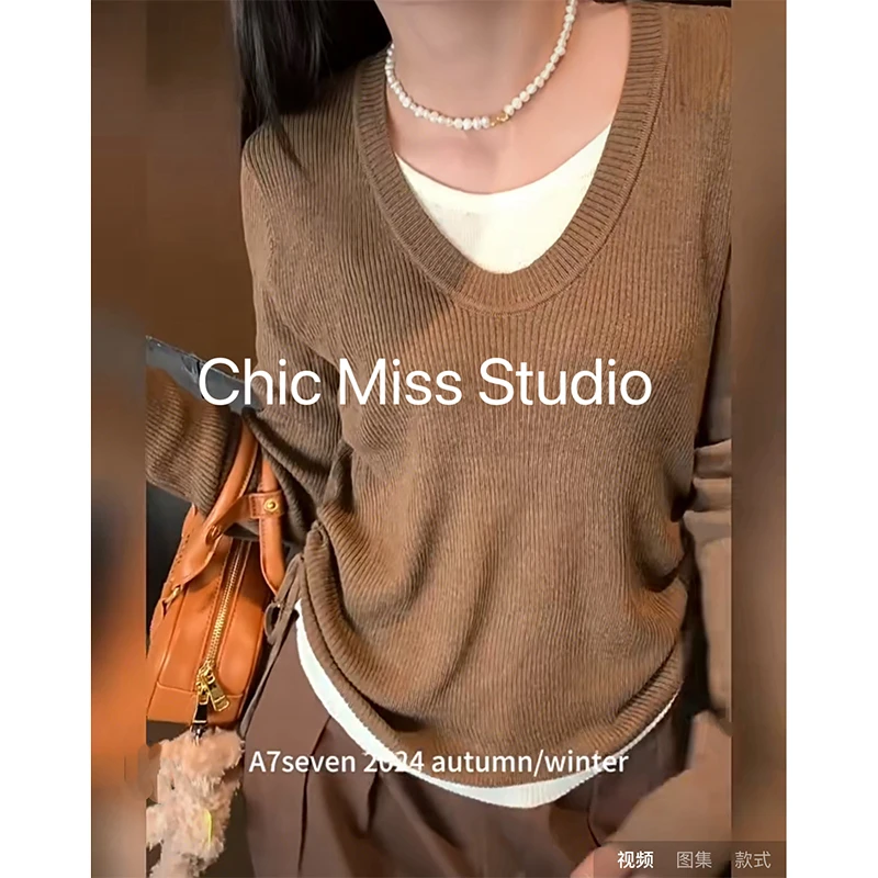 【卡色】3371超柔软新款高品质圆领假两件上衣