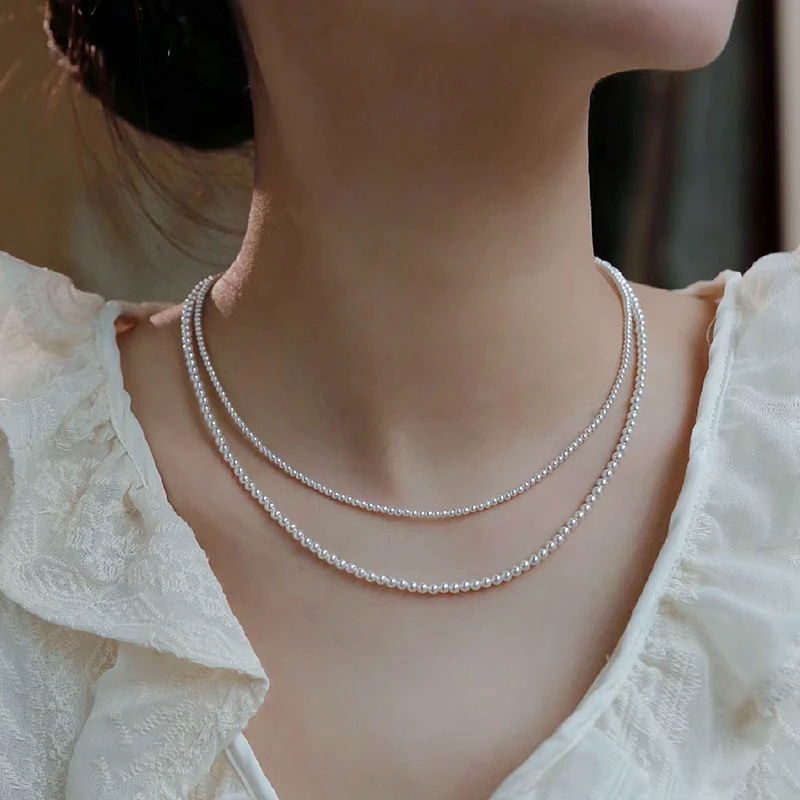 吊坠925银 925纯银配件小米珠项链锁骨链项链女神链小米链