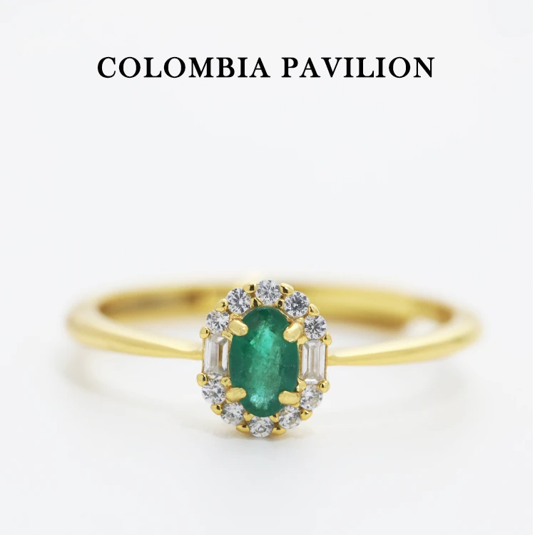 ZF-31A-祖母绿戒指-方款金色