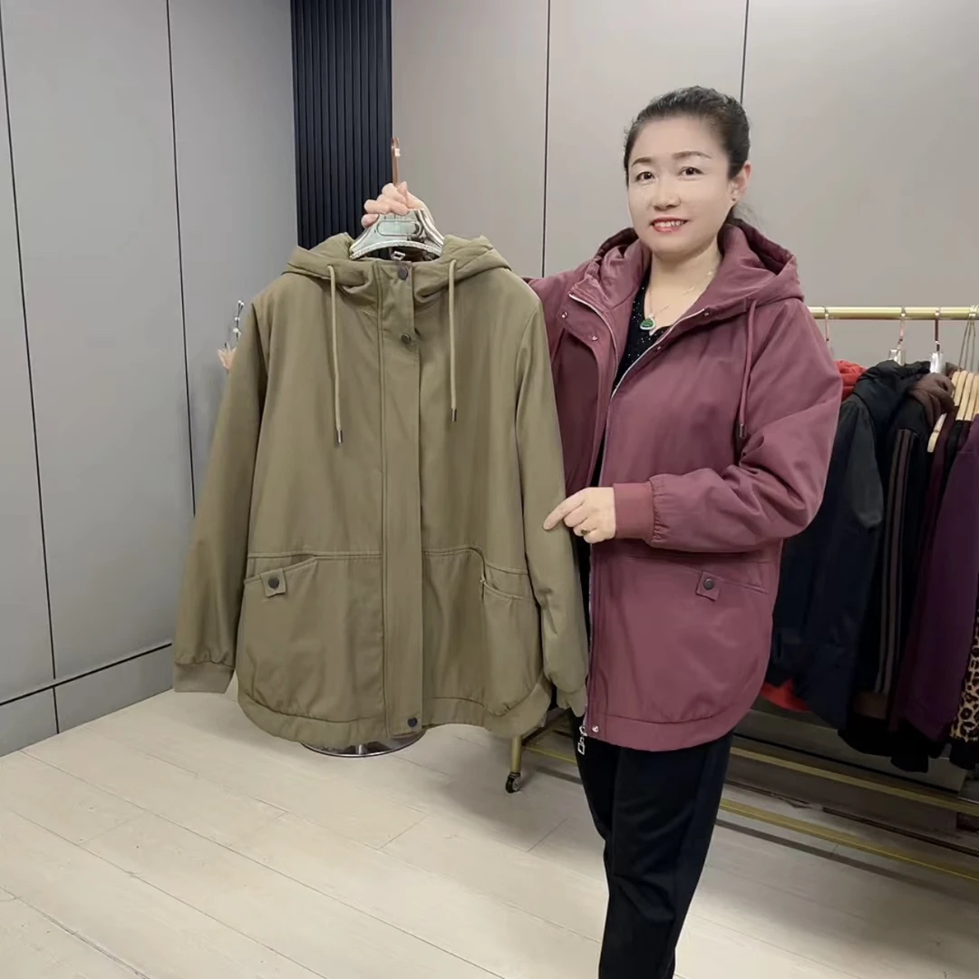 3111*【江姗专属】款时尚大码秋冬实用百搭好穿拉链连帽上衣外套