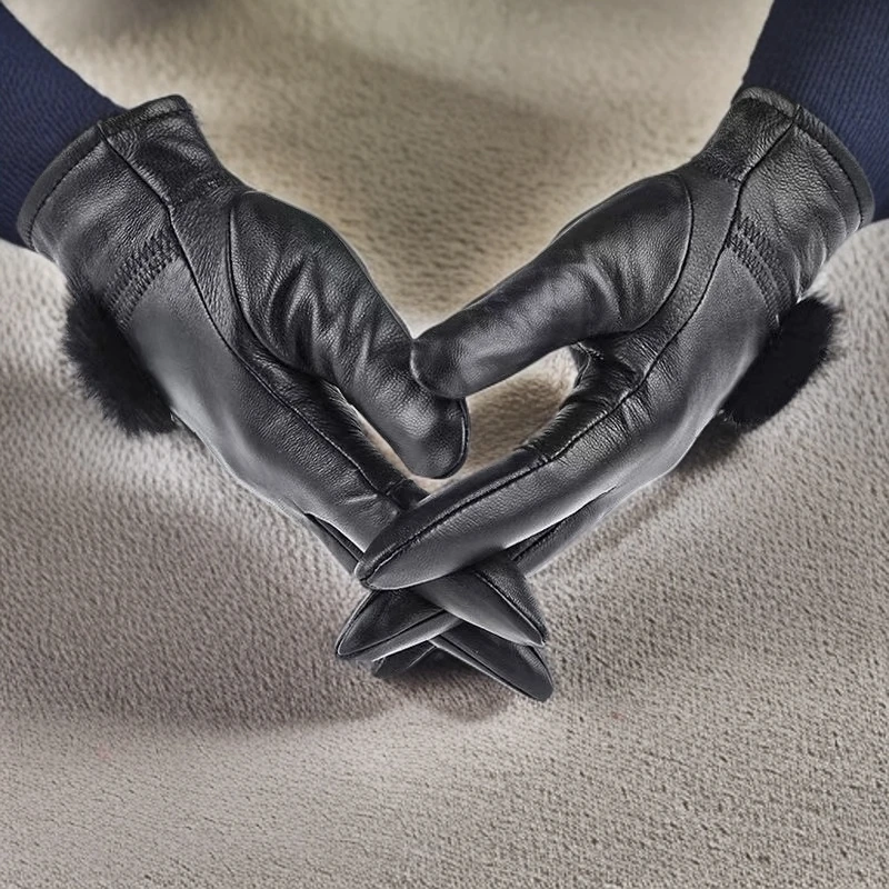 女款羊皮加绒手套冬季保暖真皮