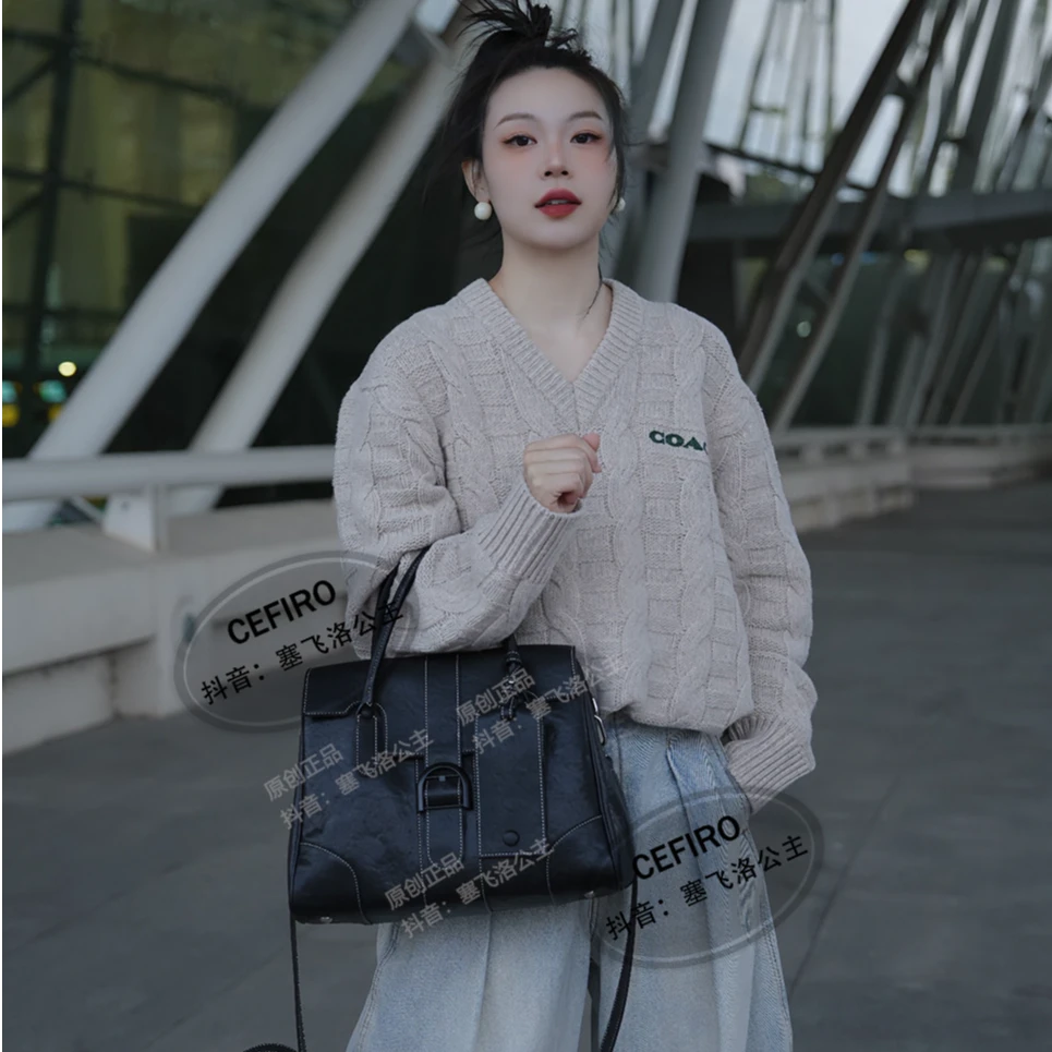 【CEFIRO · CiCi】秋冬百搭植鞣牛皮女士手拎斜跨包包 WGG-1WB875