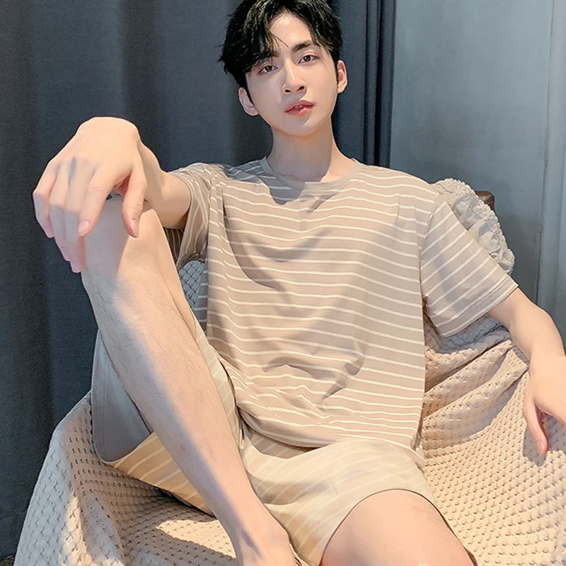 男士睡衣夏季薄款夏天高级感可外穿家居服套装2024年新款简约802