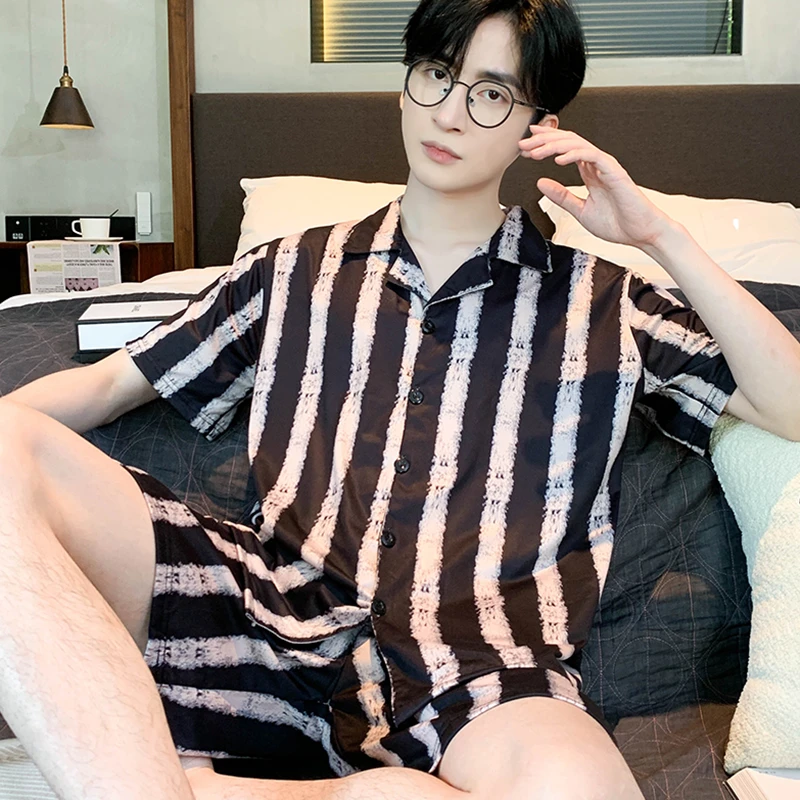 男士睡衣夏季薄款夏天高级感可外穿家居服套装新款简约812