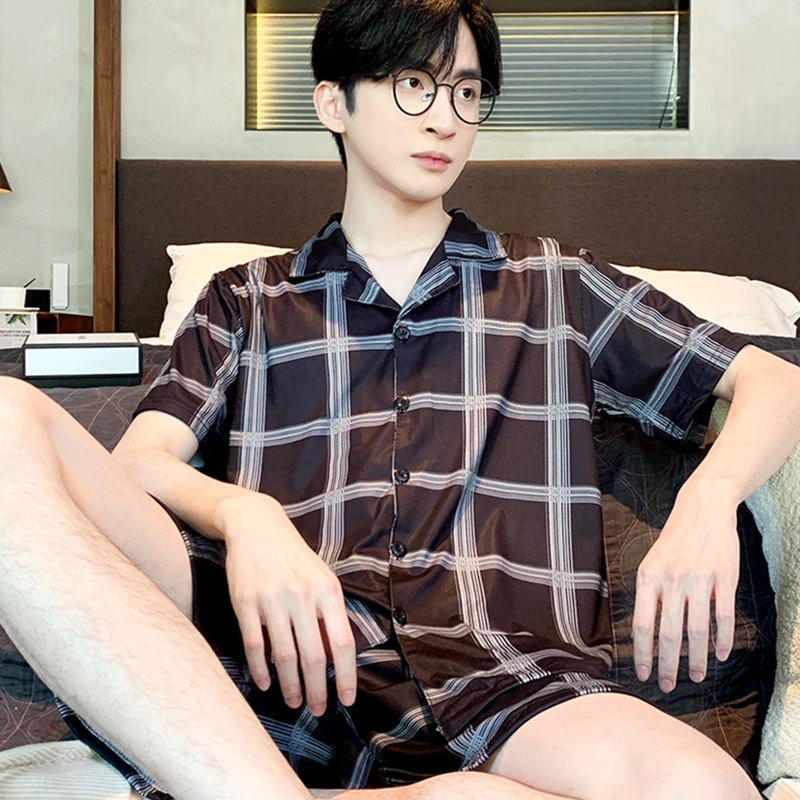 男士睡衣夏季薄款夏天高级感可外穿家居服套装新款简约812