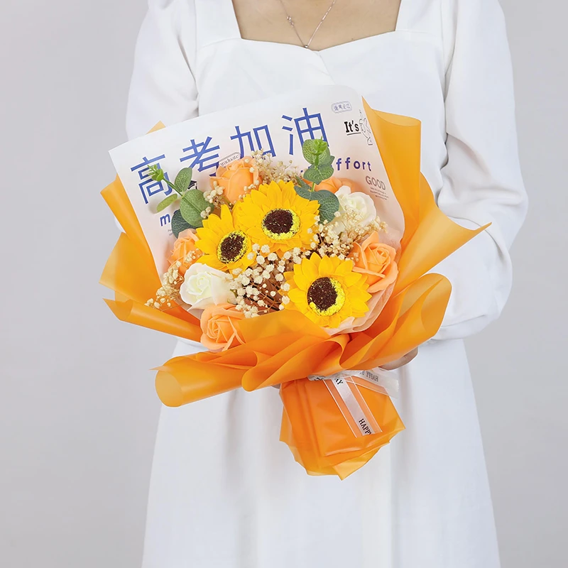 向日葵一举夺魁仿真花高考中考加油励志花束礼物送男女朋友闺蜜