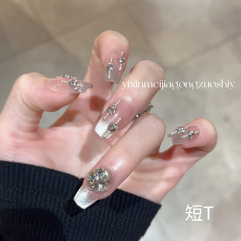 现货48小时发纯手工定制穿戴甲长月烬明美甲贴片可拆卸假指甲贴片