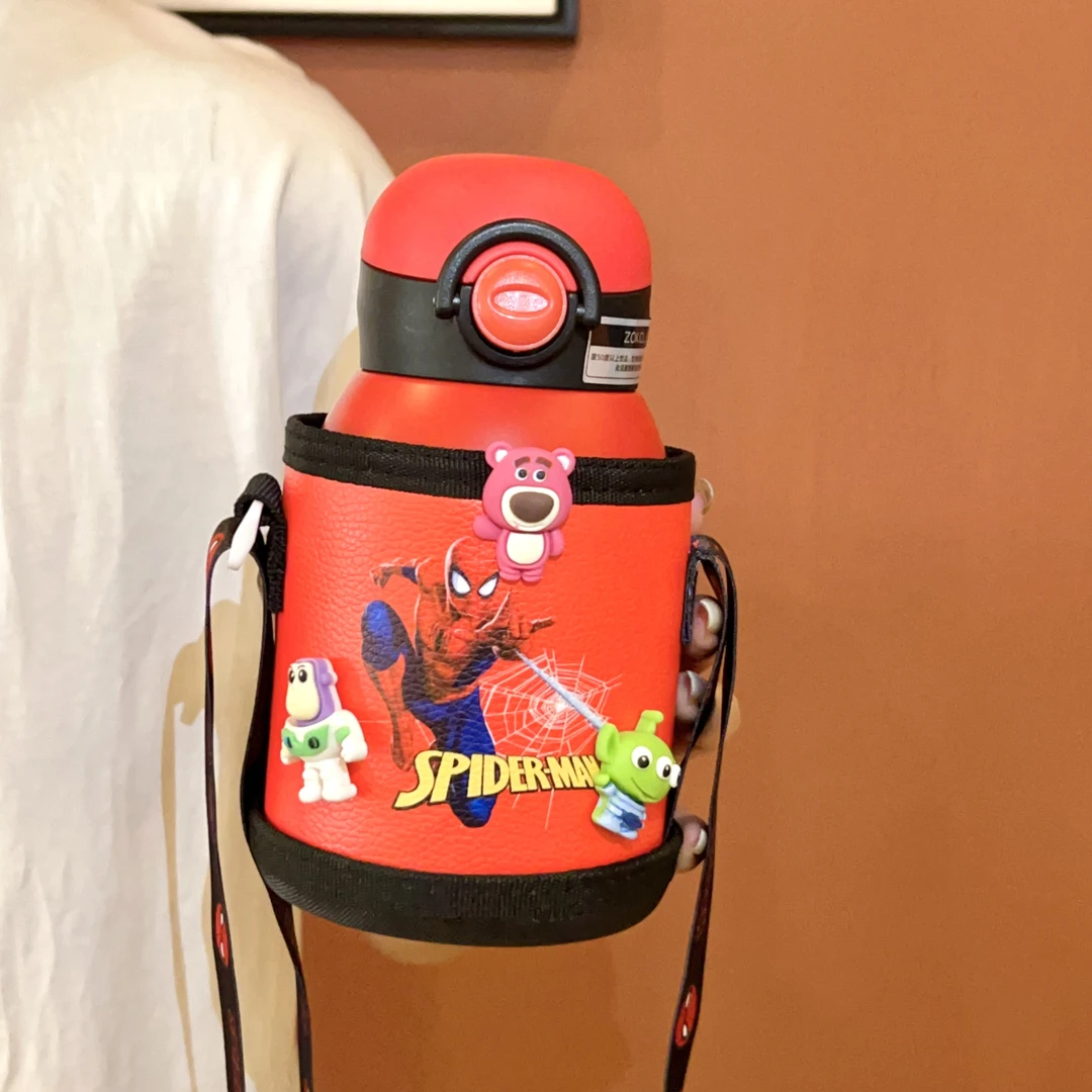 蜘蛛侠保温杯男孩上学专用水杯儿童学饮杯可爱防摔水壶女童吸管杯