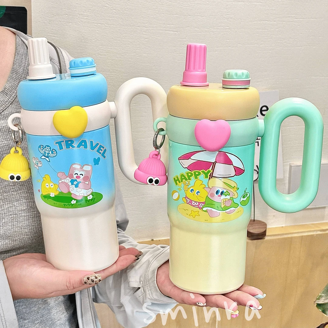 巨无霸保温杯冰霸杯大容量高颜值水杯女生专用户外学生水杯带吸管