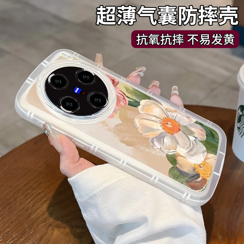 油画熊适用于vivox200时尚手机壳小清新防摔x100Spro小众全包创意