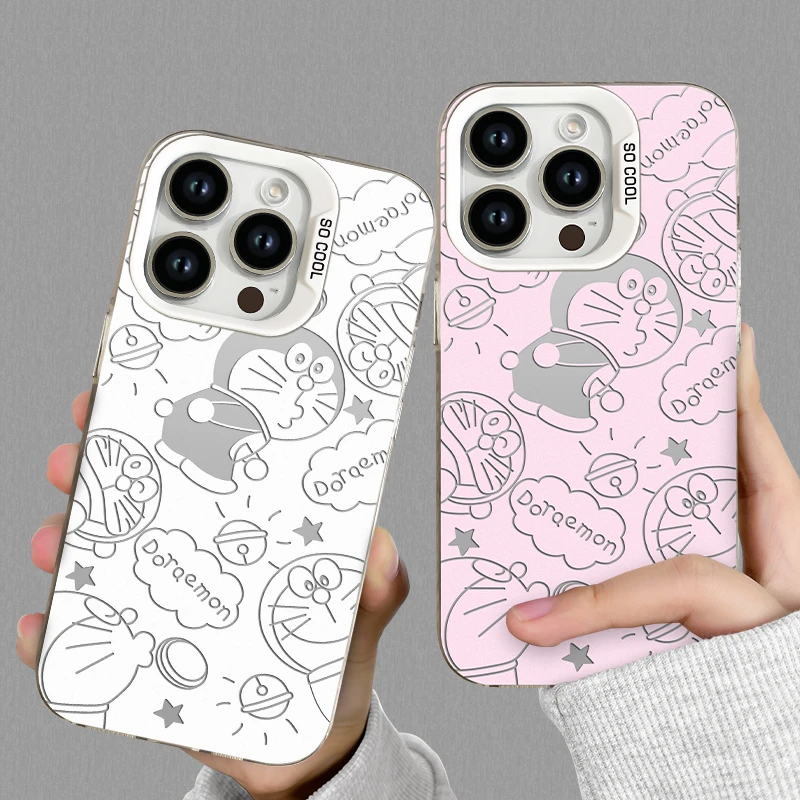 适用于iPhone15苹果14新款全包创意个性卡通满屏蓝胖子手机壳防摔