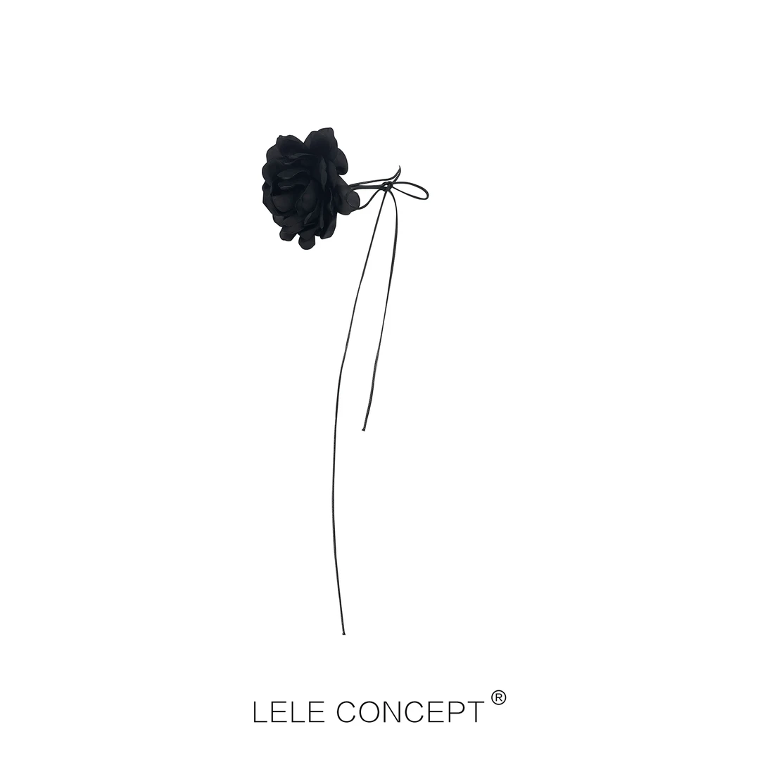 非金属项链 【LELE】简约穿搭配饰暗黑花系带颈带气质装饰花SP0164