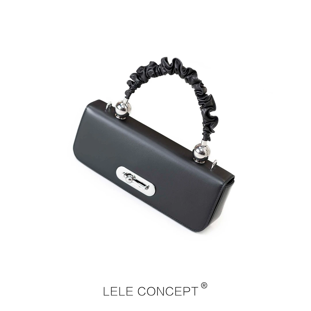 【LELE】百搭时尚抽褶拎手长条法棍手拎包单肩女士小众简约BB024