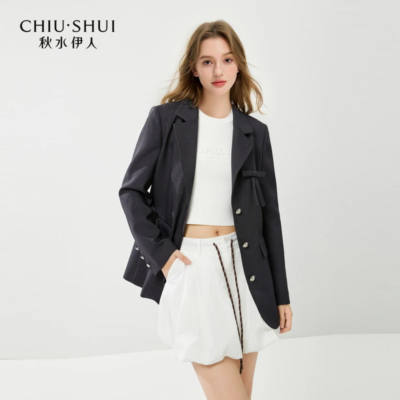 秋水伊人西服外套2025年春季新款翻驳领西装上衣625112D070164