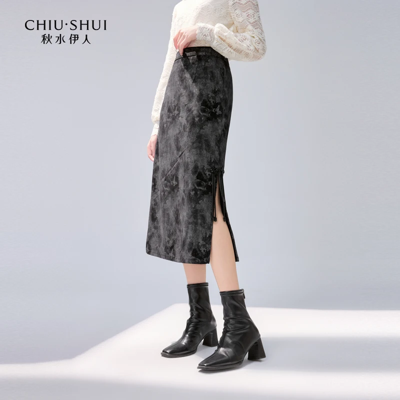 秋水伊人新中式半身裙冬装新款女装国风624410C090666