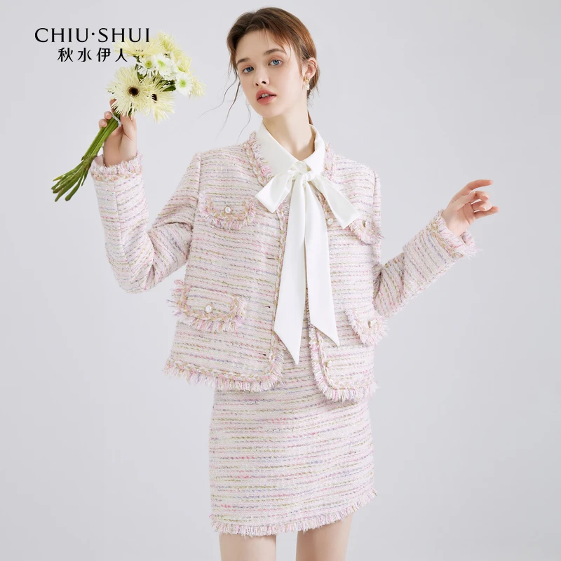 秋水伊人小香风套装2025年春季粗花呢半身裙两件套624112A010220