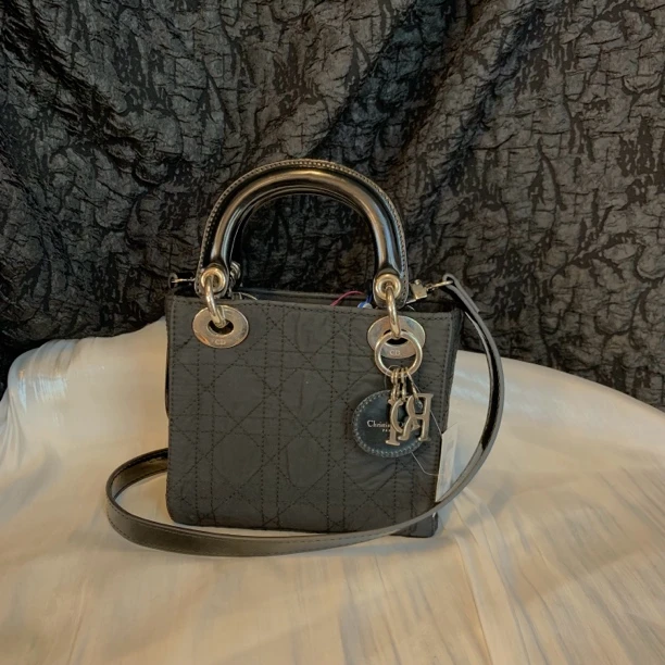 95新 DIOR/迪奥 迪奥黑三格布戴妃手提包