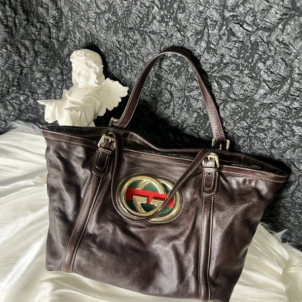 95新 GUCCI/古驰 大喜/古驰双G大金扣单肩托特包