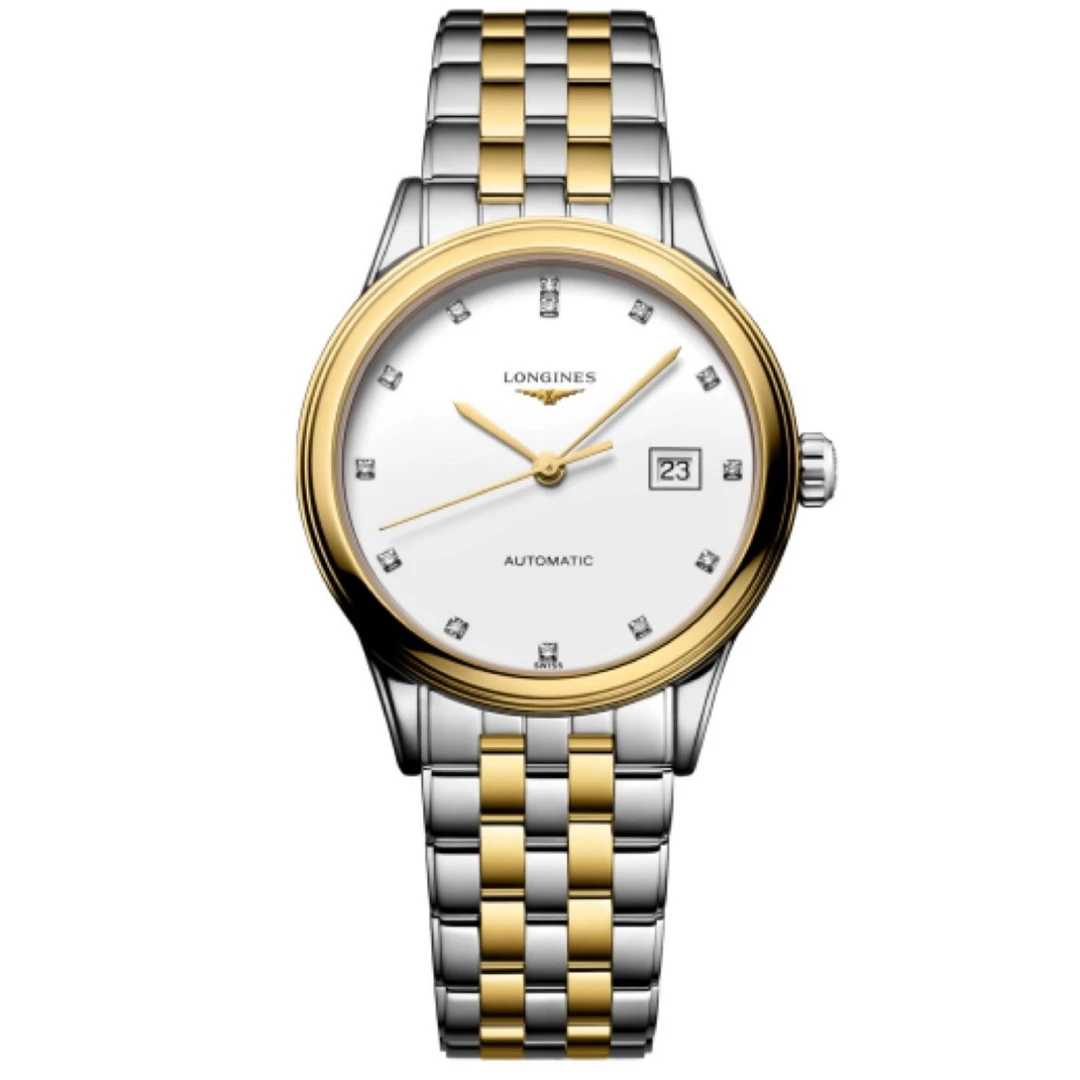 99新 Longines/浪琴 军旗女表/表径30/23年/镀金钻/公价16800