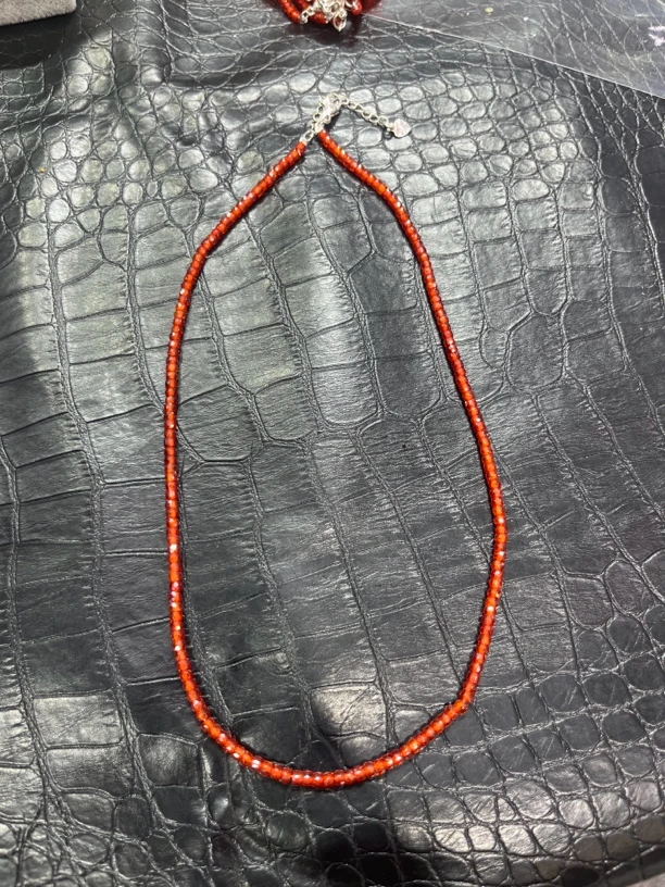 美货 盘珠刻面2*3m橙钻切锁骨链项链