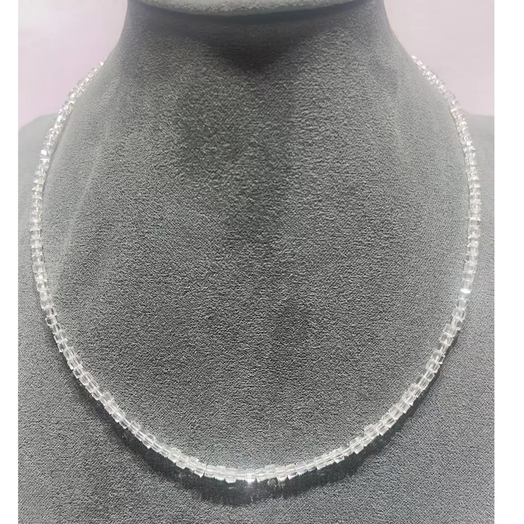 美货 3mm方糖白水晶锁骨链