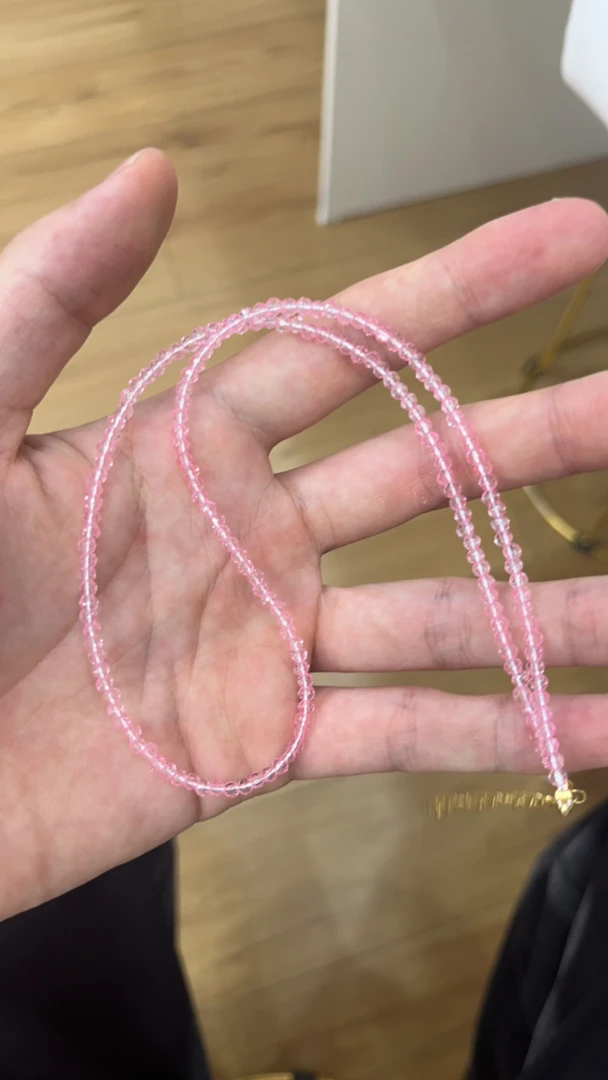 时尚美货 粉色3m刻面锁骨链