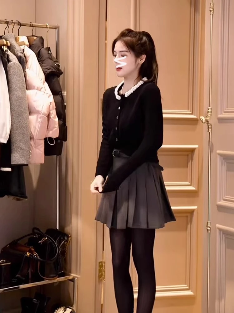 女明星毛衣女冬重工珍珠针织衫法式小香风长袖上衣