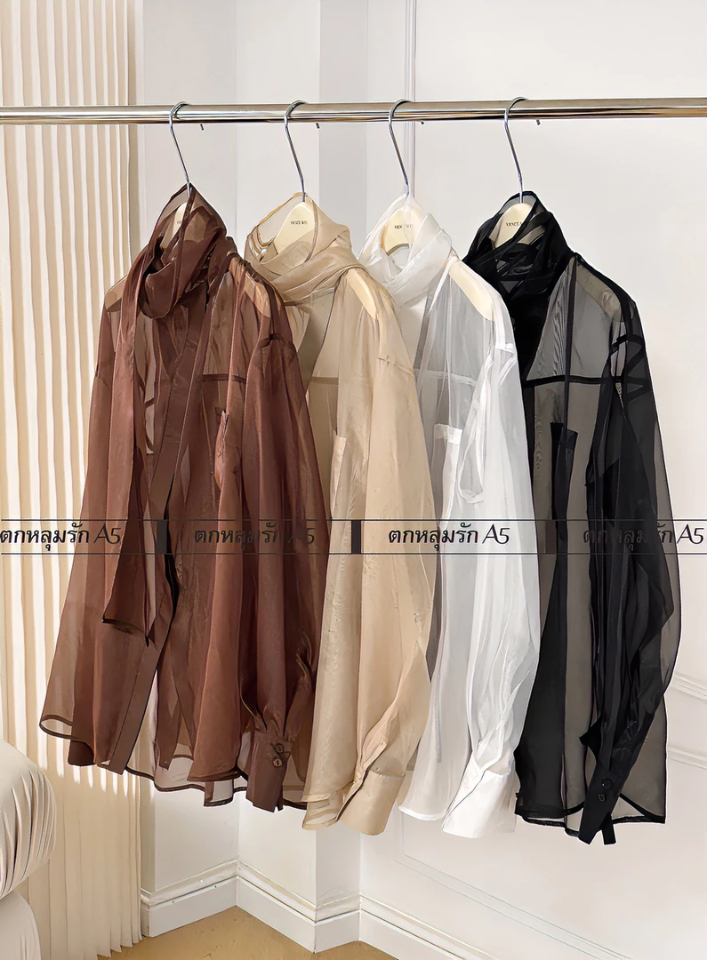 A5 纯色时尚气质宽松设计感长袖衬衫