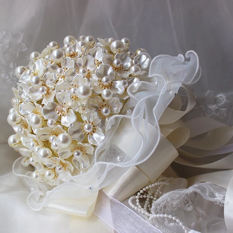 珍珠贝壳手捧花成品手工材料包送闺蜜结婚礼物拍摄道具婚庆用品