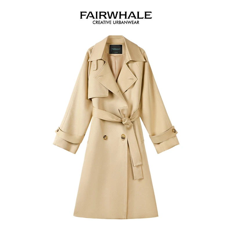 【粉丝回馈】马克华菲女装个性百搭长款风衣 F23013A08