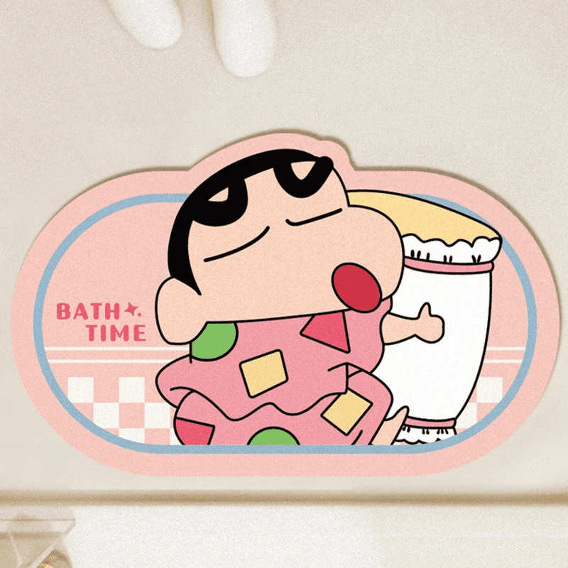 蜡笔小新浴室吸水地垫家用卫生间洗手间硅藻泥速干防滑入门脚地垫