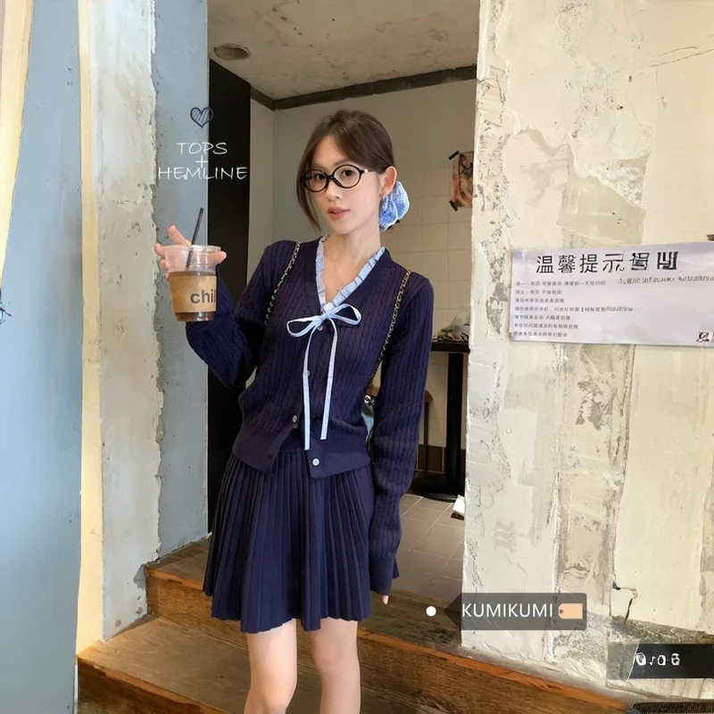 奢姿【凡间精灵】大码女装高级感2024冬季V领针织两件套胖妹妹套装