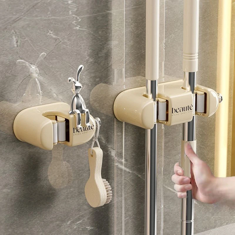 拖把壁挂夹免打孔卫生间扫把墙上厕所卡扣挂架浴室拖把挂钩