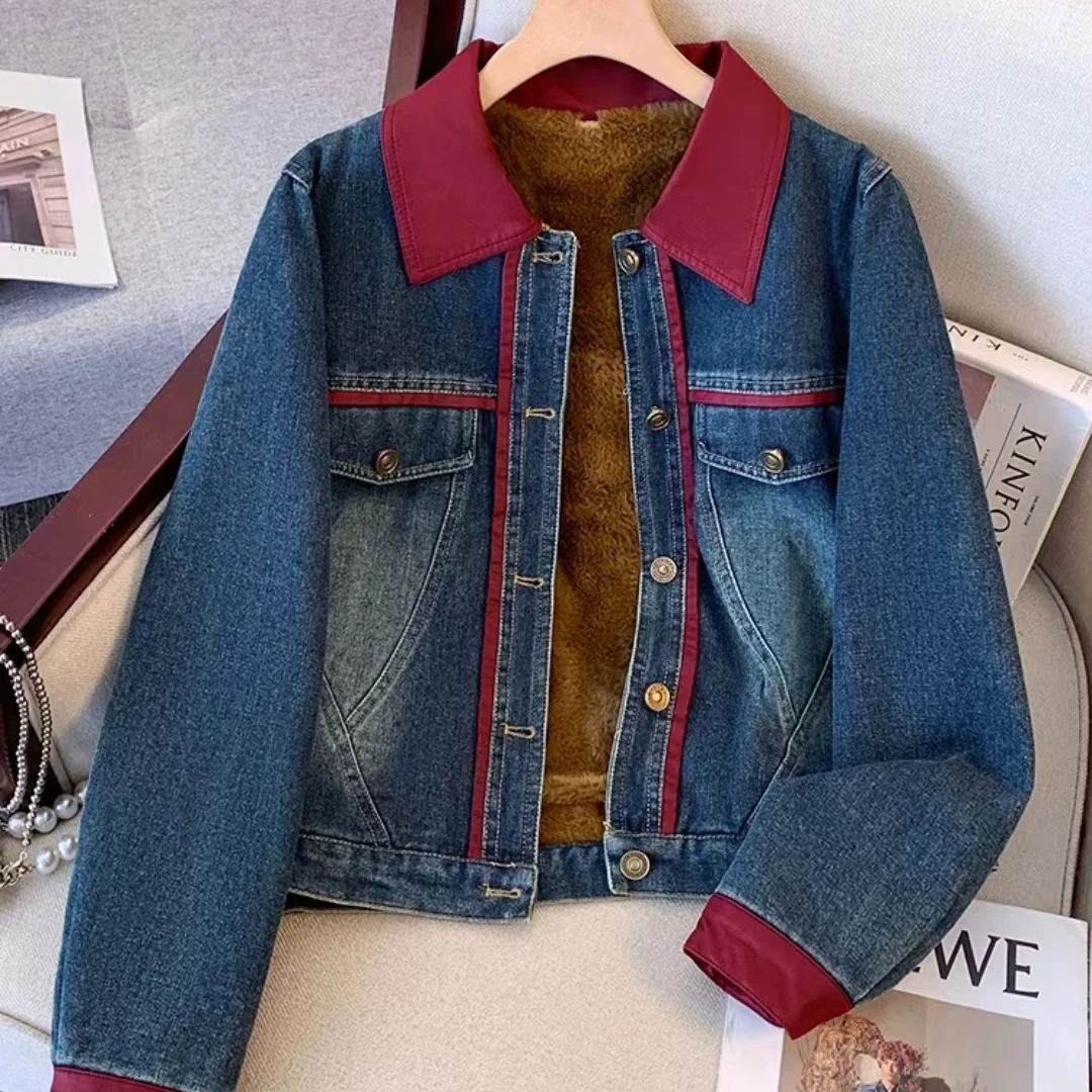 【艾萱萱】5523款加绒加厚牛仔外套女 约54
