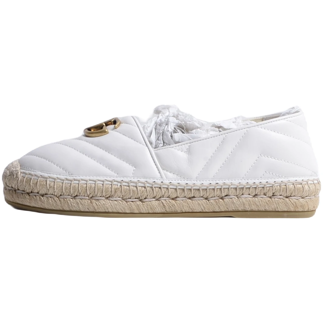 95新 GUCCI/古驰 /奢呗/38-38.5/女士白色舒适时尚户外渔夫鞋