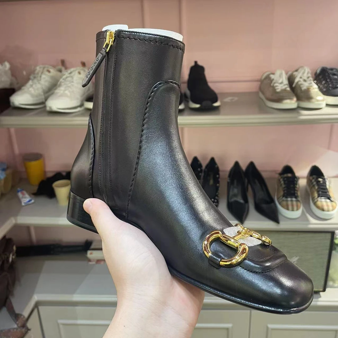 99新 GUCCI/古驰 古驰黑色真皮高跟37