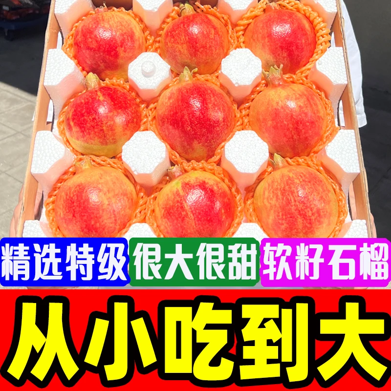【大凉山会理】突尼斯软籽石榴不吐籽红甜石榴无籽皮薄新鲜孕妇批发