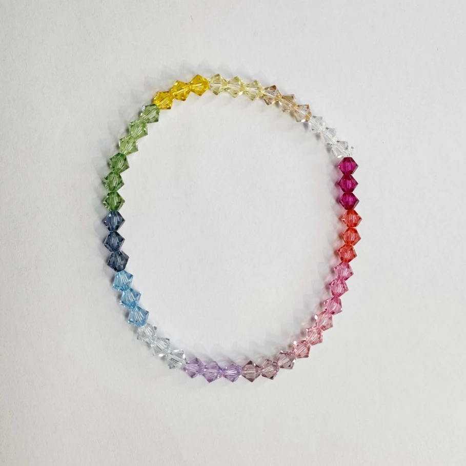 施华洛 施家 菱形珠4mm多宝彩虹素链AB彩手链材料 非金属